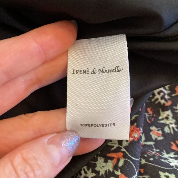 Irene de Nouvelle Black Floral Layered Midi Dress Size Small - Picture 13 of 13